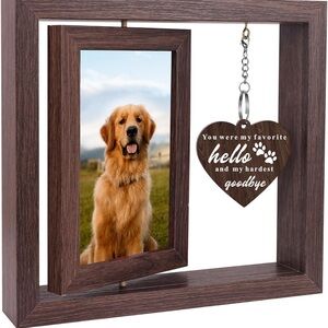 Wooden Pet Memorial Frame with Heart Charm